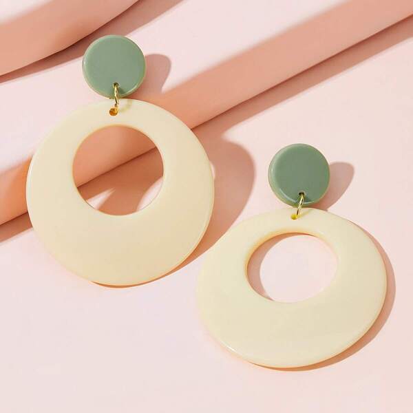 

Round Hollow Drop Earrings 1pair, Multicolor