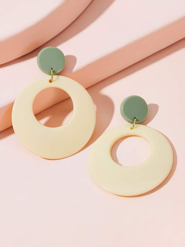 

Round Hollow Drop Earrings 1pair, Multicolor