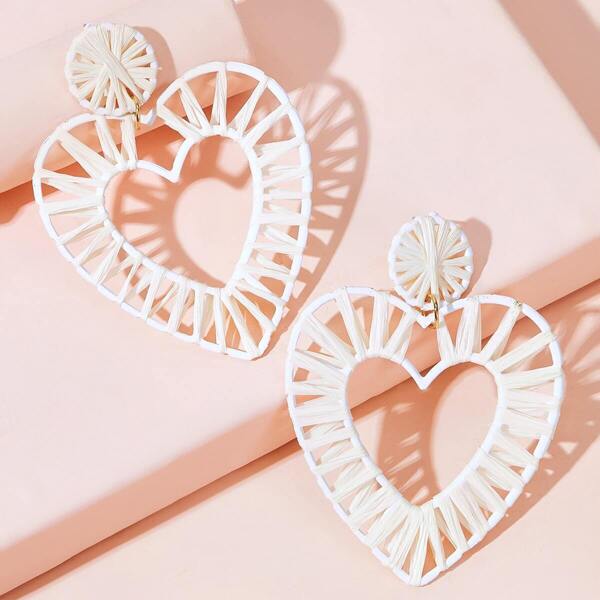 

Woven Heart Drop Earrings 1pair
