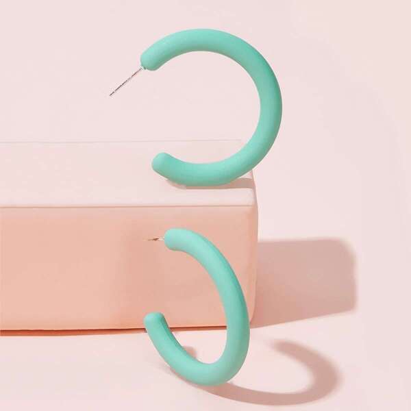 

Plastic Cuff Hoop Earrings 1pair, Green