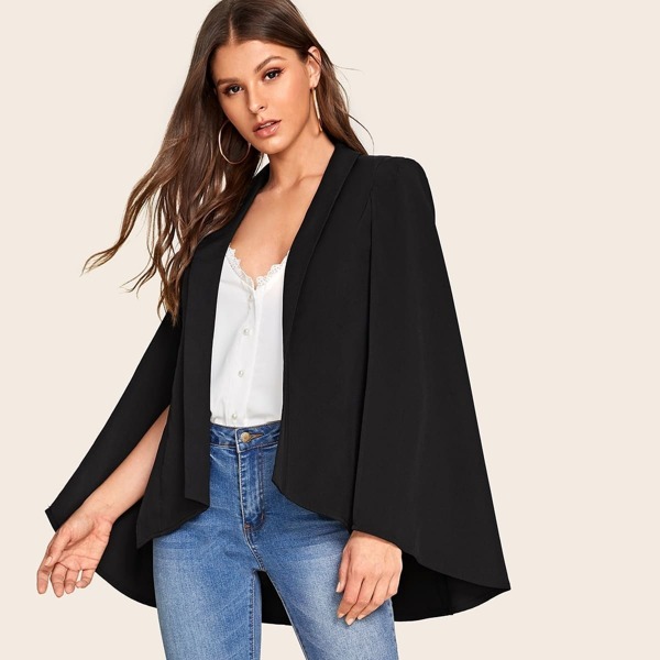 

Shawl Collar Cloak Sleeve Blazer, Black