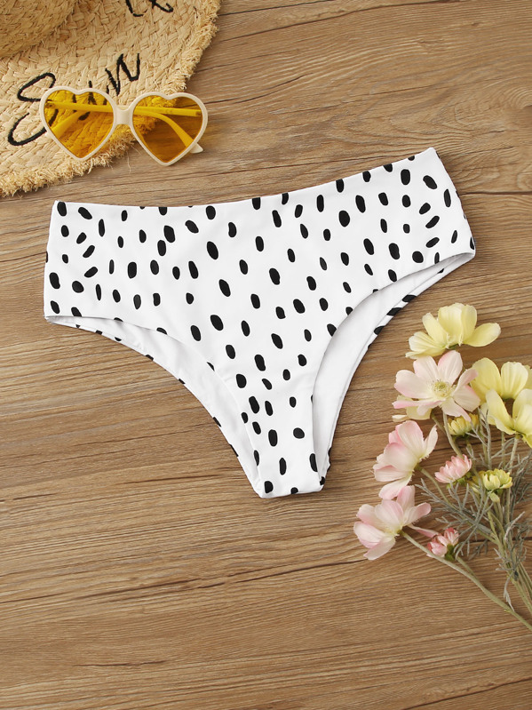 

Dalmation Print High Waist Bikini Panty, Black and white