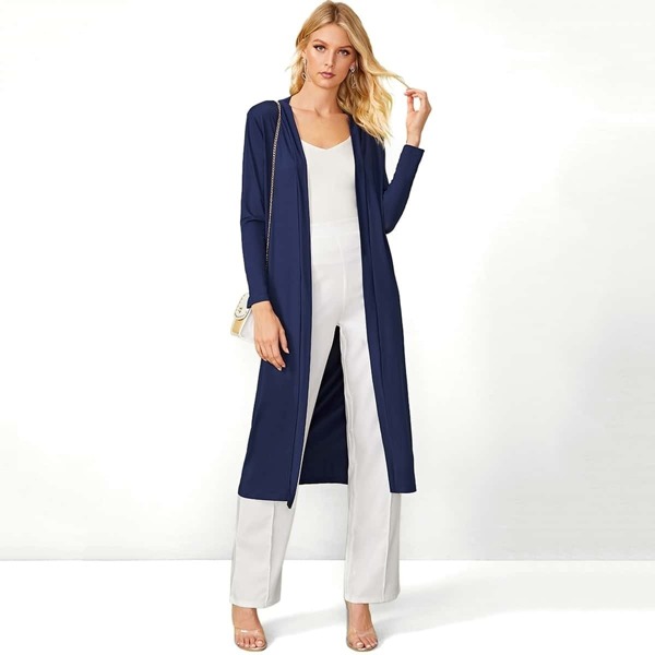 

Open Front Solid Coat, Navy