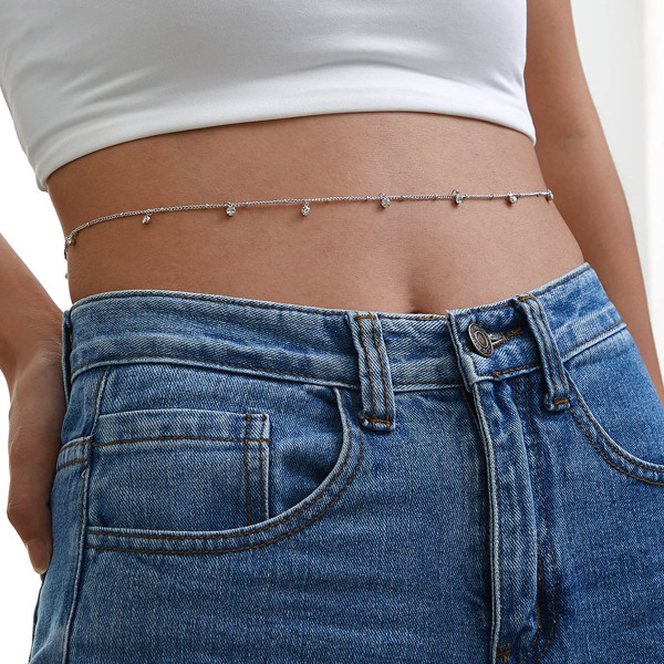 

Rhinestone Decor Waist Chain 1pc, Silver
