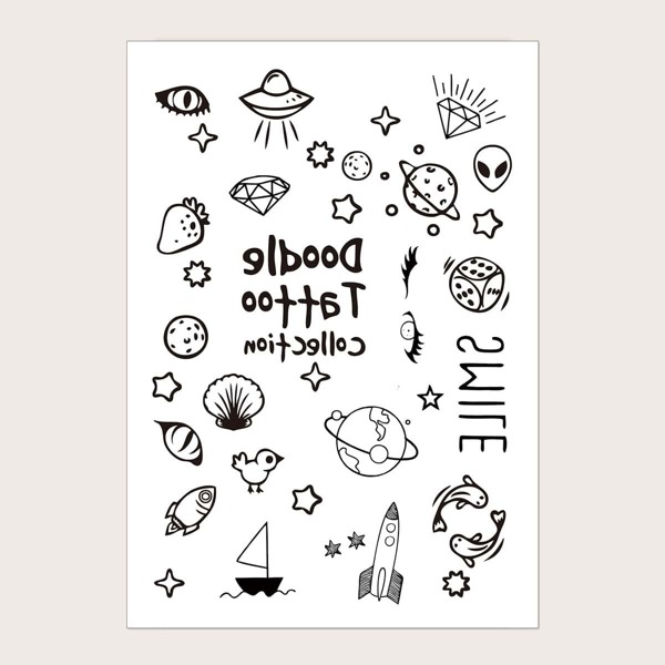 

Planet & Diamond Pattern Tattoo Sticker 1pc
