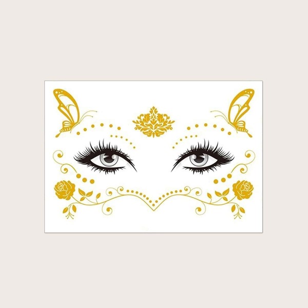 

Butterfly & Flower Pattern Face Tattoo Sticker 1pc, Yellow