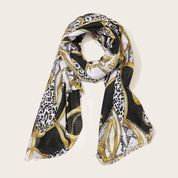 

Leopard & Chain Pattern Scarf