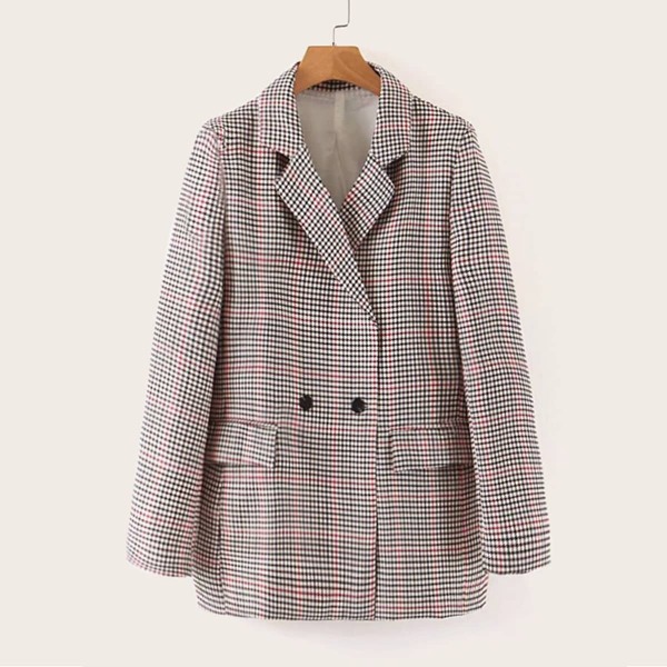 

Houndstooth Double Button Notched Blazer