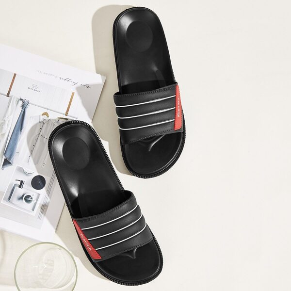 

Men Open Toe Striped Sliders