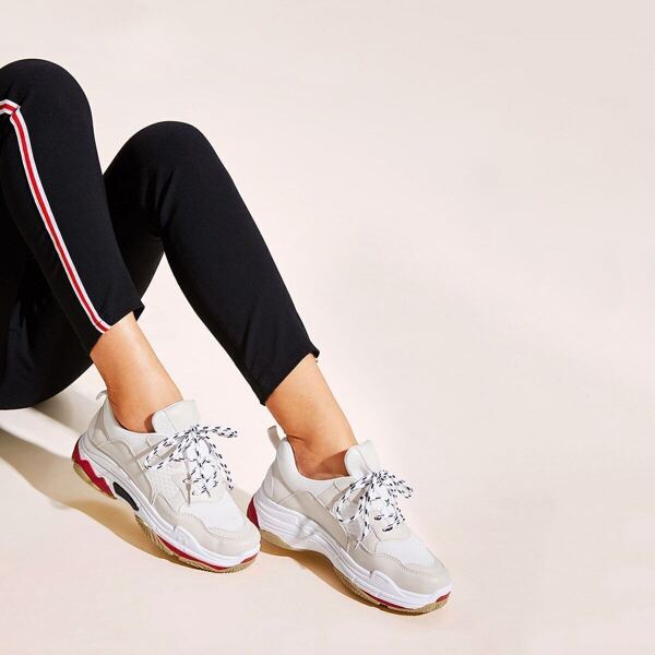 

Lace-up Front Mesh Panel Sneakers, Multicolor