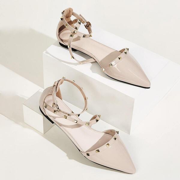 

Point Toe Studded Decor Flats
