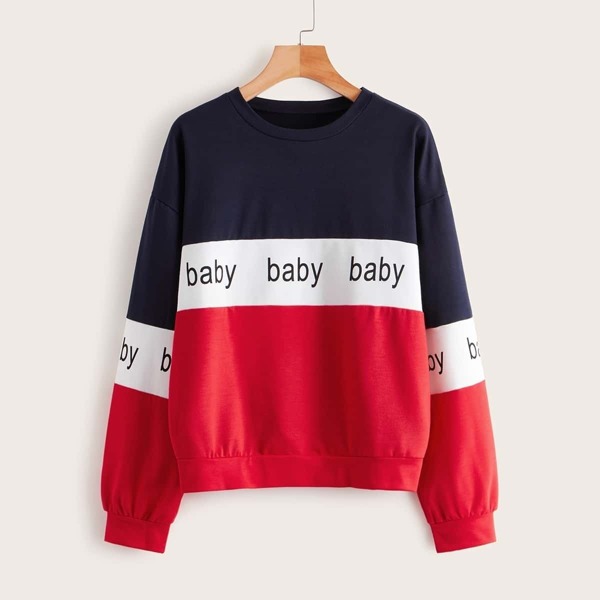 

Cut And Sew Letter Graphic Sweatshirt, Multicolor