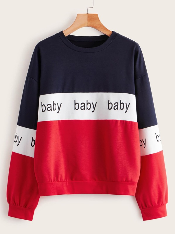 

Cut And Sew Letter Graphic Sweatshirt, Multicolor