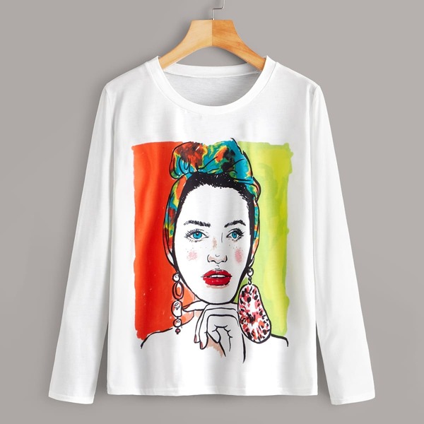 

Figure Graphic Long Sleeve Tee, White