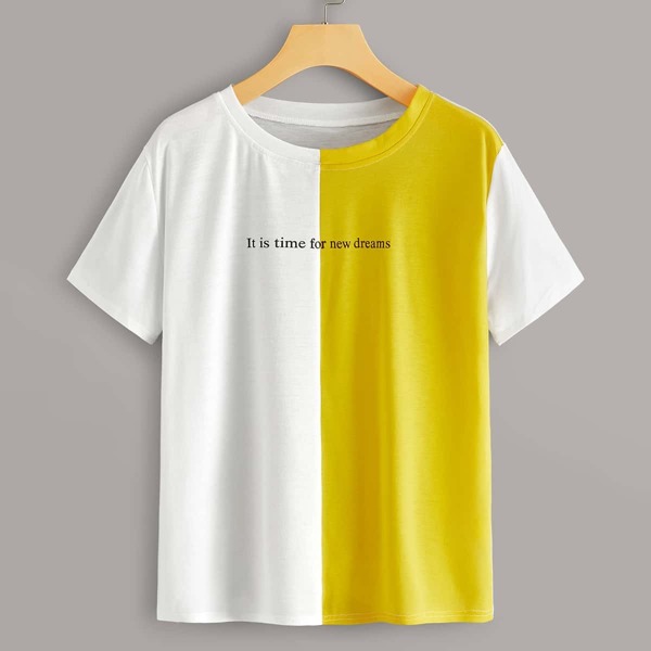 

Two Tone Letter Print Tee