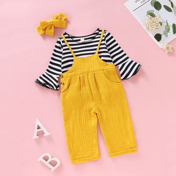 

Baby Girl Stripe Tee & Pinafore Pants, Multicolor