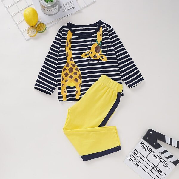 

Toddler Boys Giraffe Print Stripe Tee & Pants