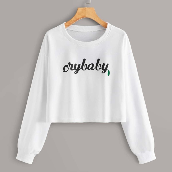 

Drop Shoulder Letter Graphic Sweatshirt