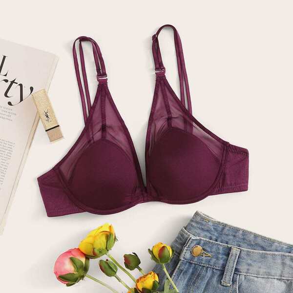 

Contrast Mesh Underwire Bra