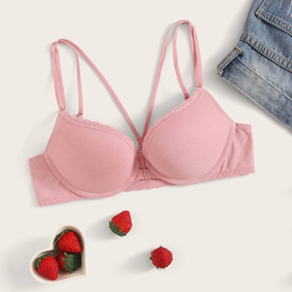 

Hook Front Underwire Demi Bra, Pink