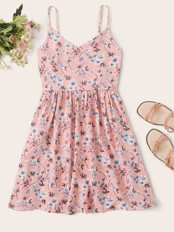 

Ditsy Floral Print Cami Dress, Pink