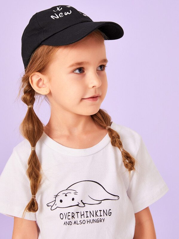 

Kids Slogan Embroidery Baseball cap, Black