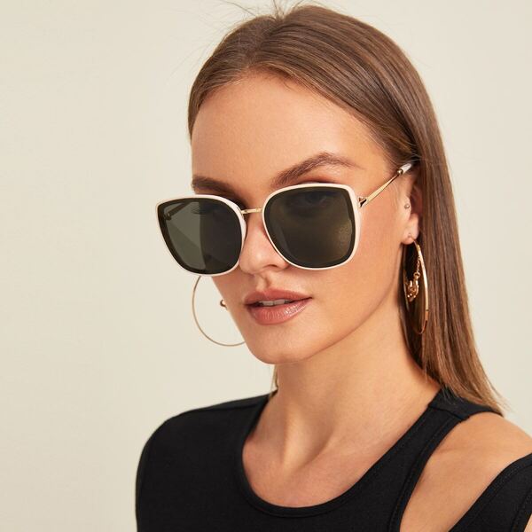 

Plain Frame Flat Lens Sunglasses With Case
