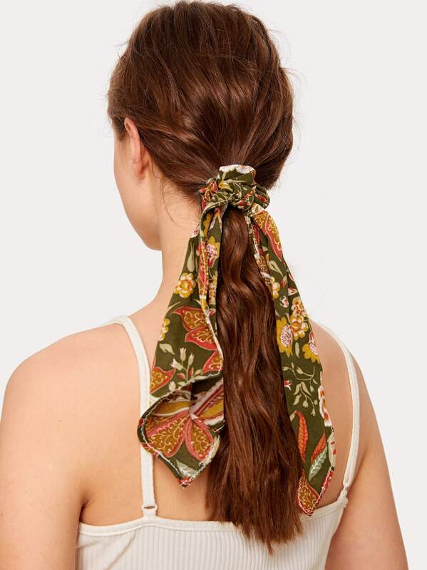 

Floral Pattern Scrunchie Scarf, Multicolor