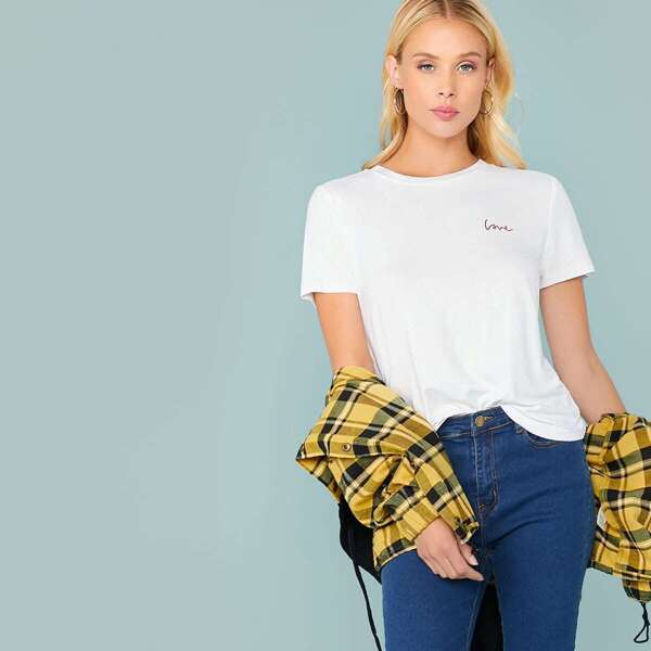 

Letter Print Short Sleeve Tee