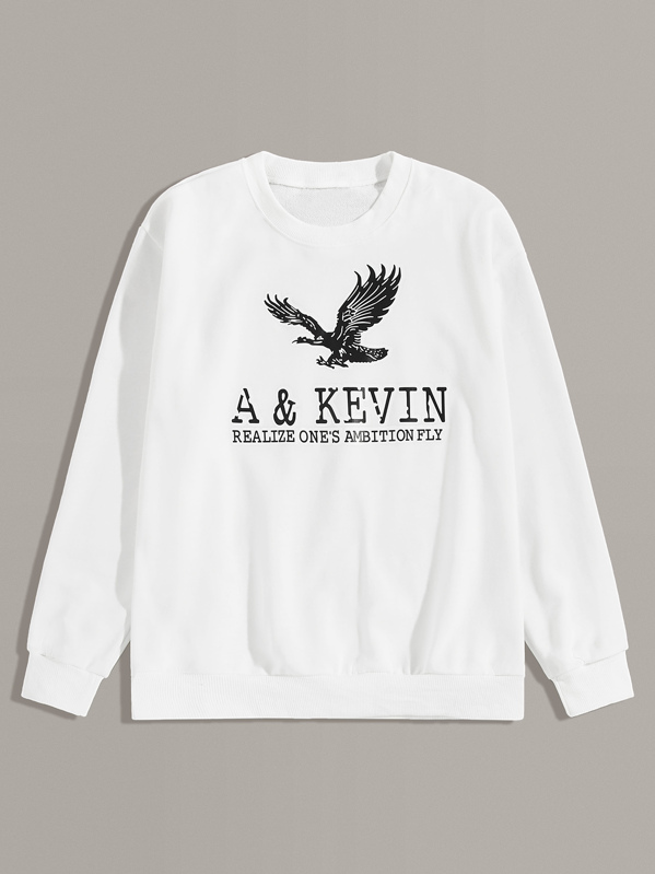 

Men Eagle And Slogan Graphic Sweatshirt, White