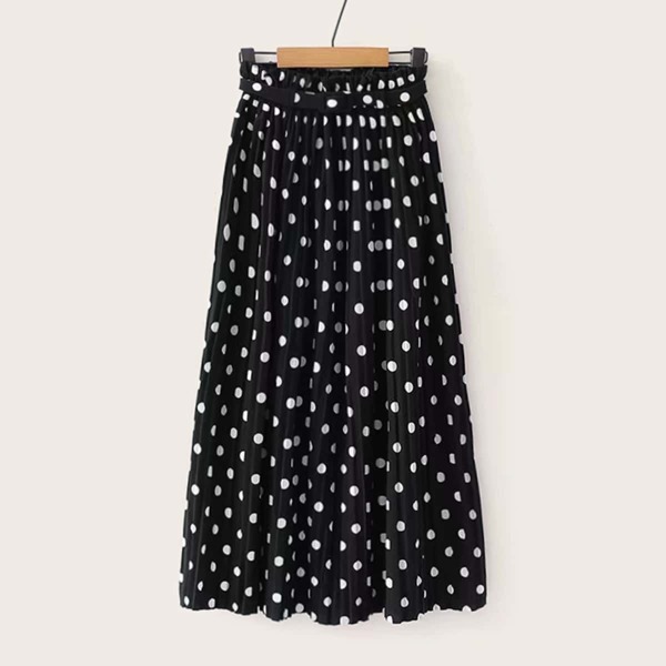 

Polka Dot Pleated Midi Skirt