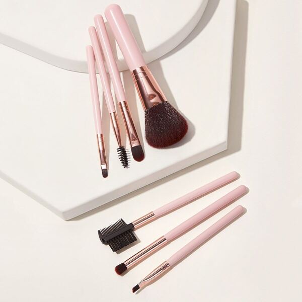 

Two Tone Wooden Handle Makeup Brush Set 7pcs With Case