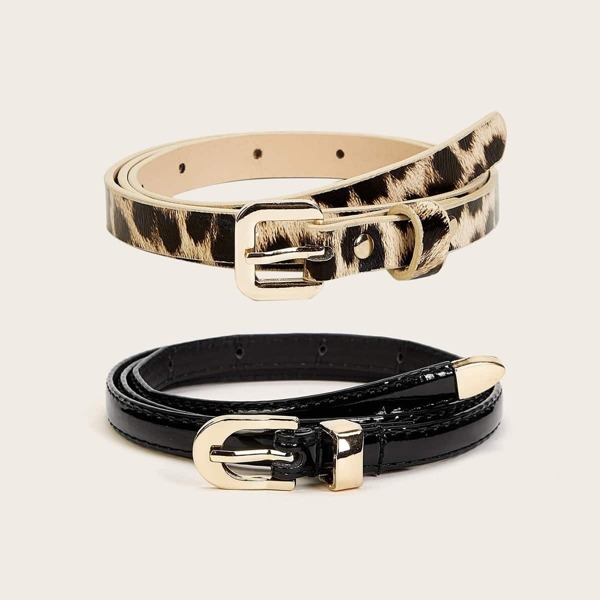 

Leopard Pattern Buckle Belt 2pcs
