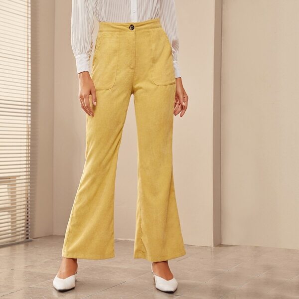 

Pocket Side Flare Leg Corduroy Pants