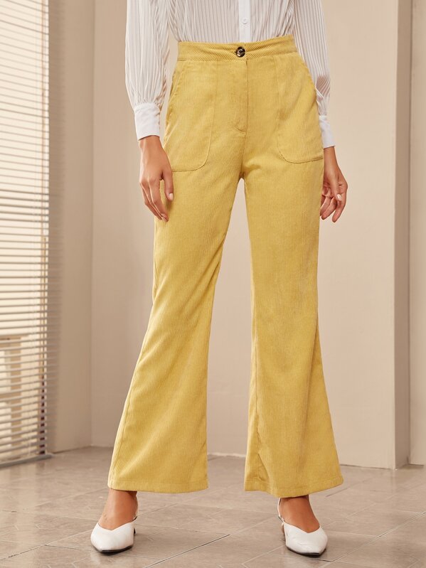 

Pocket Side Flare Leg Corduroy Pants, Yellow, Mary P.