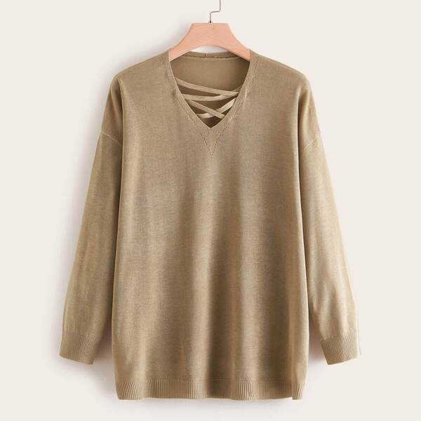 

Plus Drop Shoulder Criss-cross Jumper