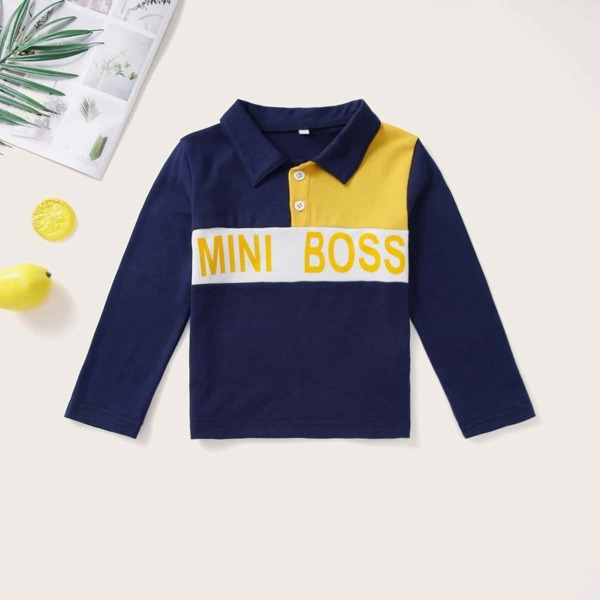 

Toddler Boys Colorblock Letter Graphic Polo Shirt, Navy