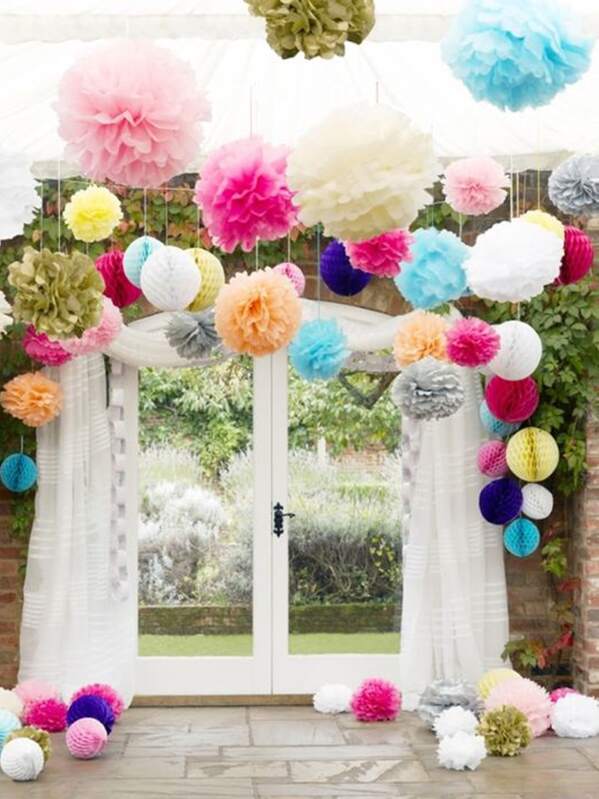 

Decorative Paper Flower Ball 3pcs, Multicolor