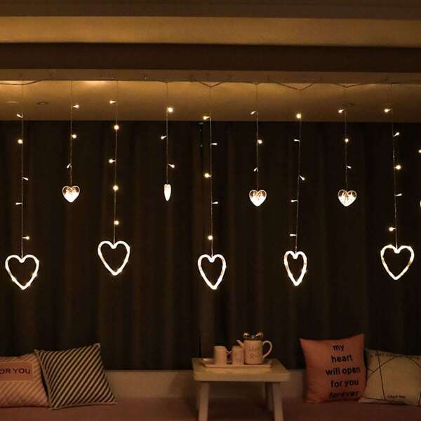 

Heart Decor String Curtain Light 3M, White