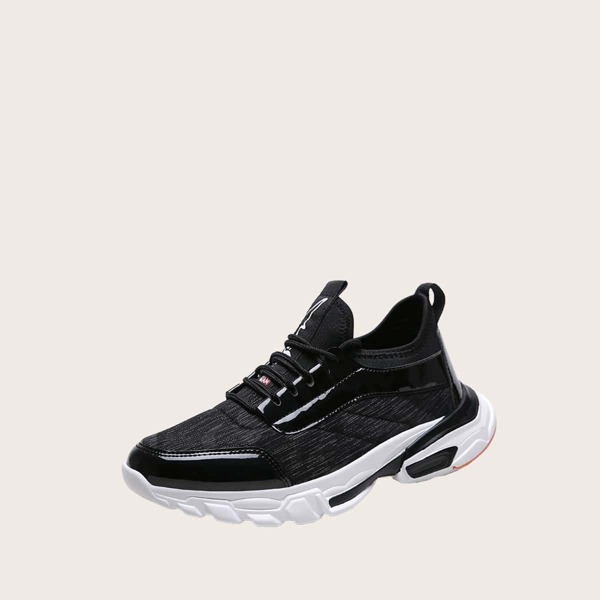 

Men Lace-up Front Chunky Sole Trainers, Black