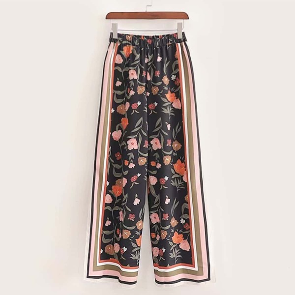 

Side Striped Ditsy Floral Print Pants
