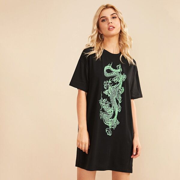 

Dragon Print Longline Tee