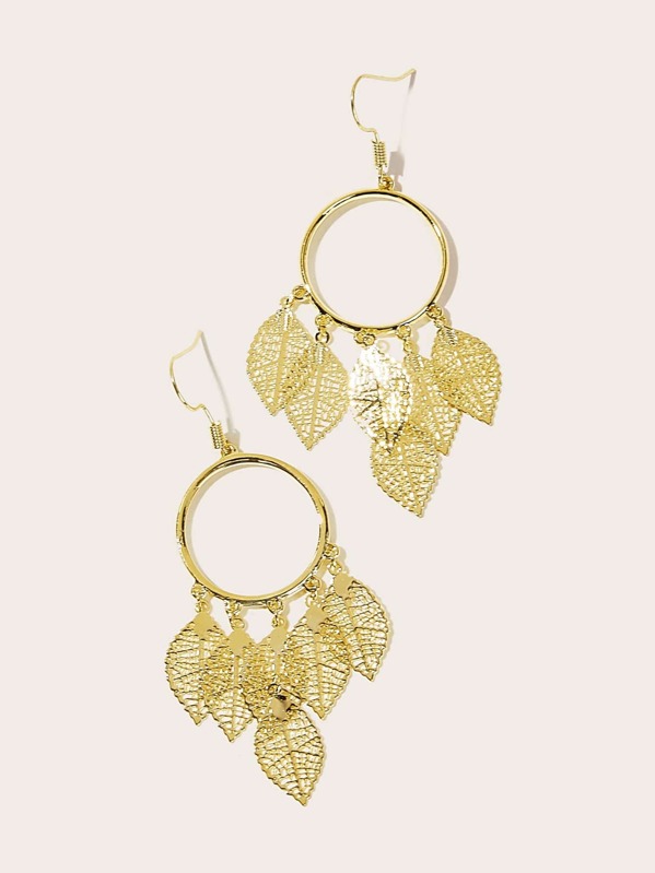 

SHEIN Leaf Design Earrings 1pair, Gold