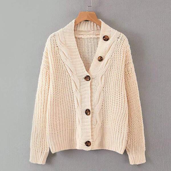 

Single Breasted Cable Knit Cardigan