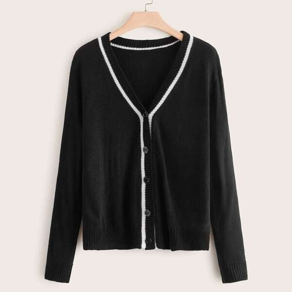 

Plus Button Through Drop Shoulder Cardigan, Black