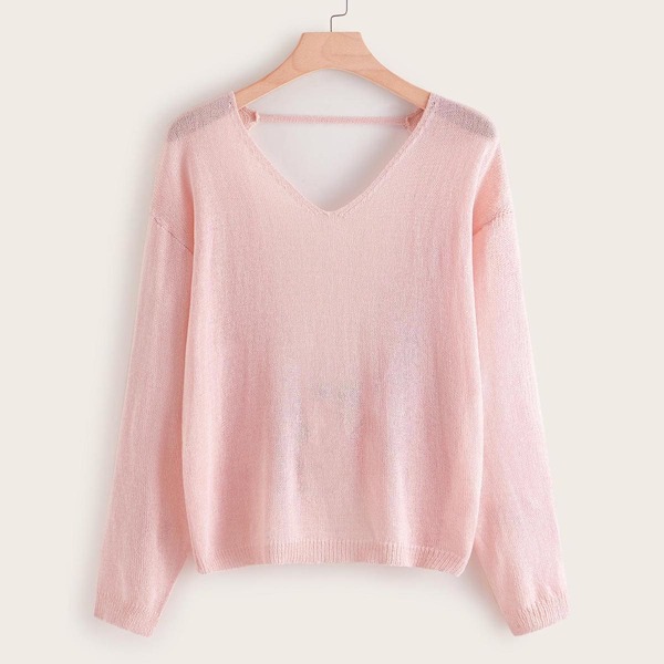 

Plus Twist Back Backless Sweater, Pink