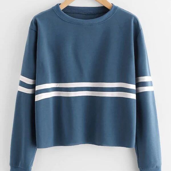 

Plus Contrast Tape Drop Shoulder Sweatshirt