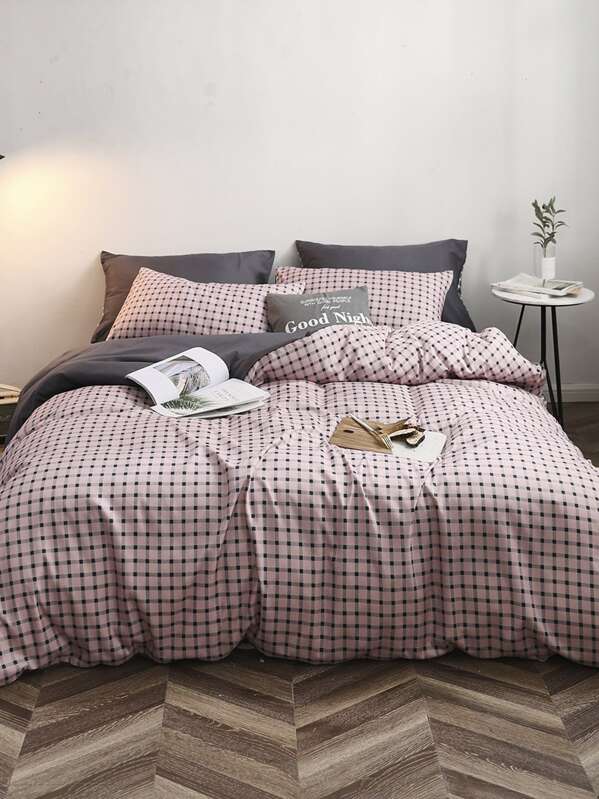 

Gingham Pattern Sheet Set, Pink