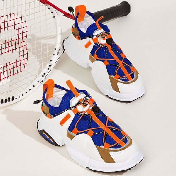 

Men Lace-up Front Mesh Panel Trainers