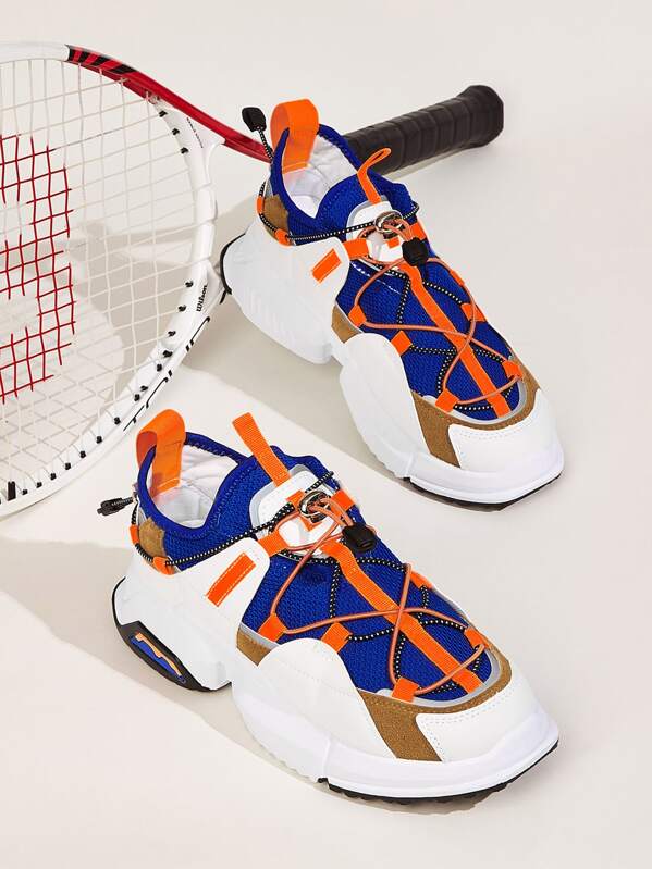 

Men Lace-up Front Mesh Panel Trainers, Multicolor